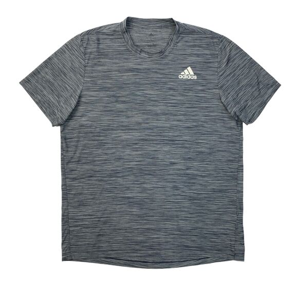 Adidas T Shirt Mens Large Navy Grey Spacedye All Set Aeroready Running Training - Picture 1 of 12